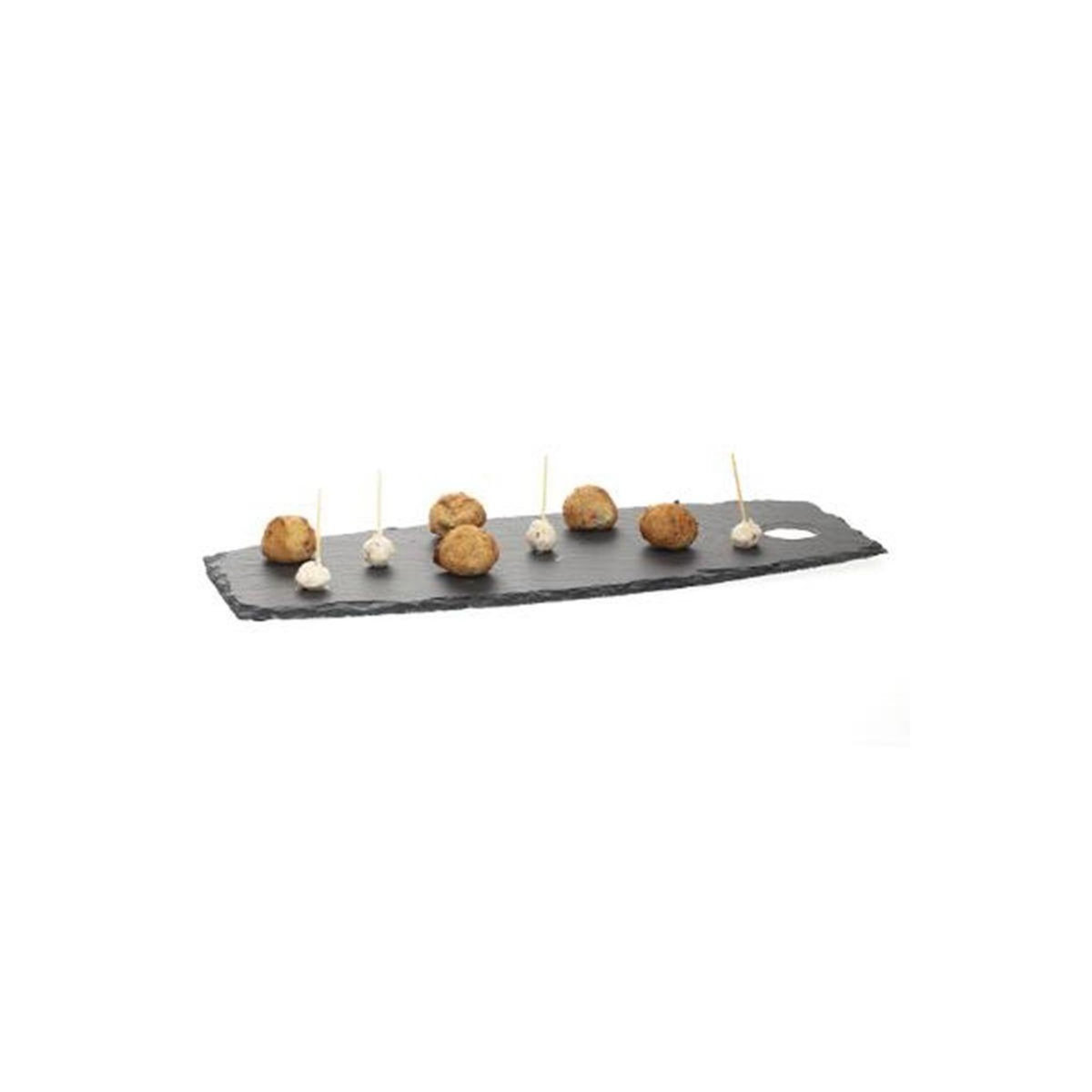 SECRET DE GOURMET Lot de 6 Assiettes de Présentation  Ardoise  44cm Noir