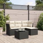 VIDAXL Salon de jardin 5 pcs avec coussins noir resine tressee