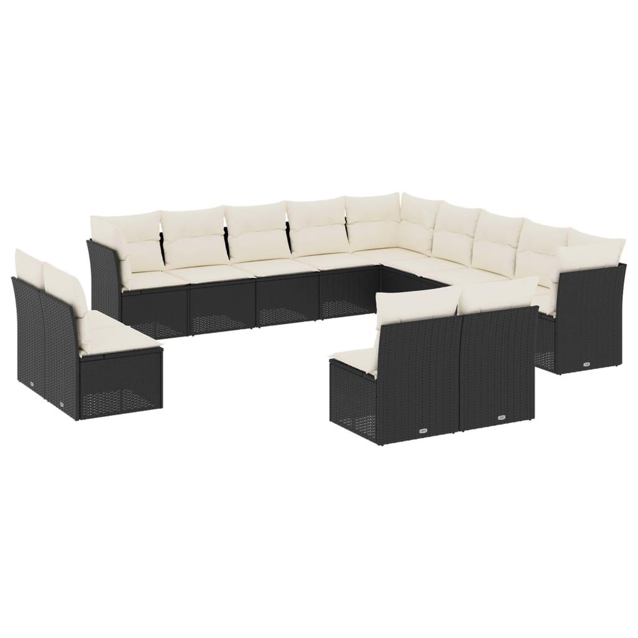 Voir la diapositive 2 : VIDAXL Salon de jardin avec coussins 13 pcs noir resine tressee