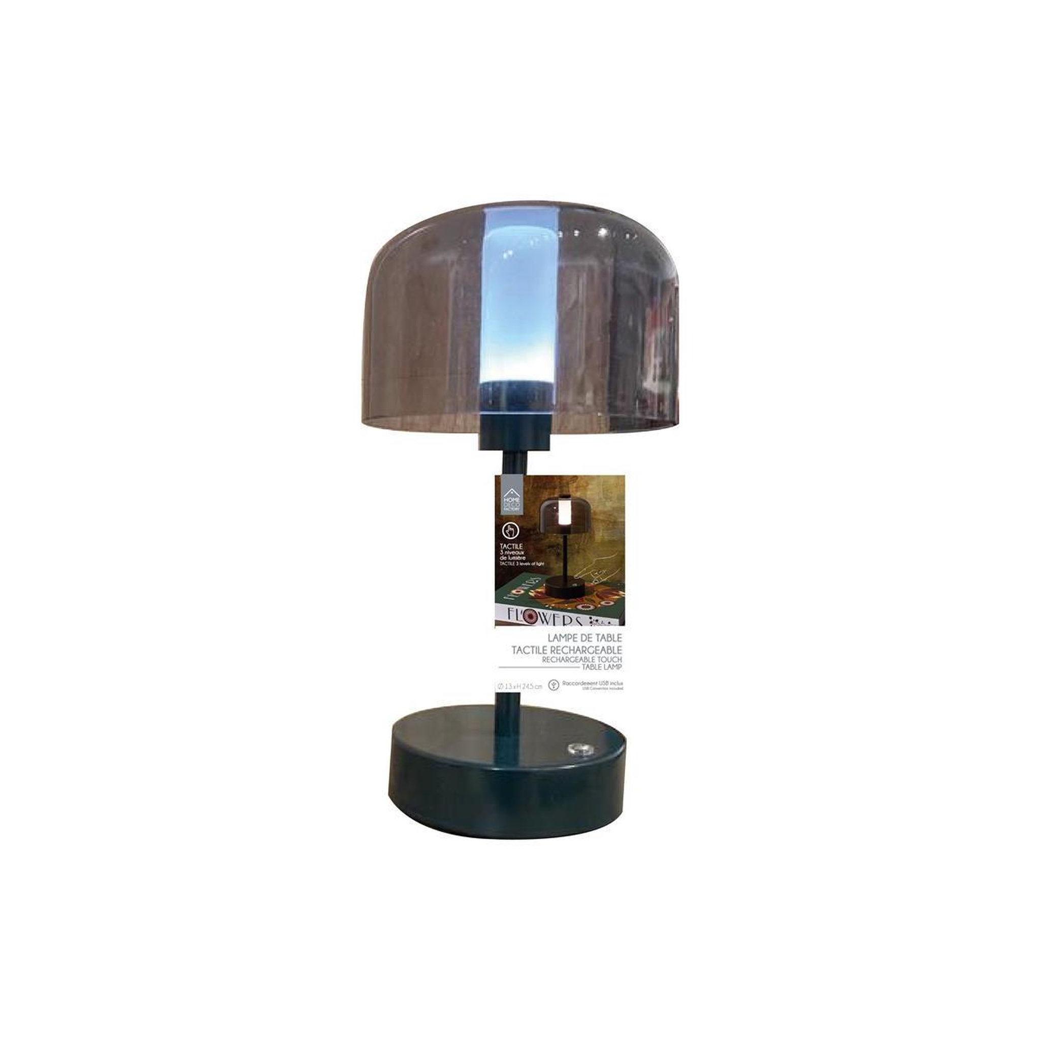 Voir la diapositive 6 : The Home Deco Factory Lampe à poser tactile rechargeable  led  24cm vert