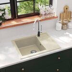 VIDAXL Evier de cuisine avec trou de trop-plein ovale Beige Granit