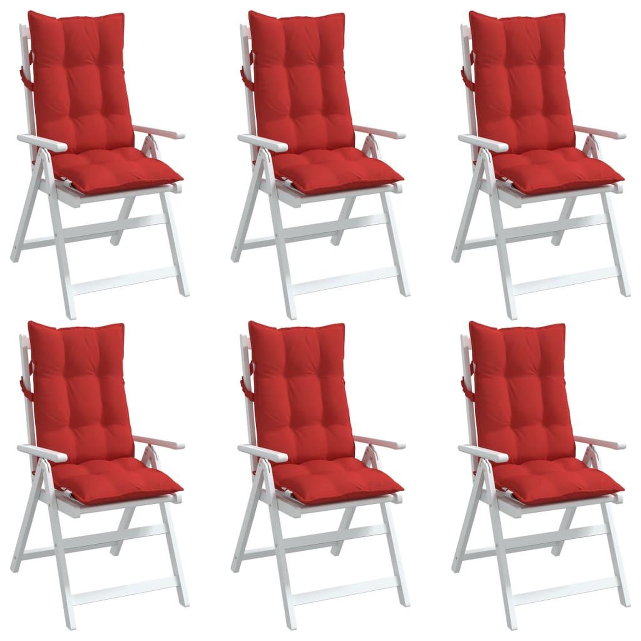 Voir la diapositive 4 : VIDAXL Coussins de chaise a dossier haut lot de 6 rouge tissu oxford