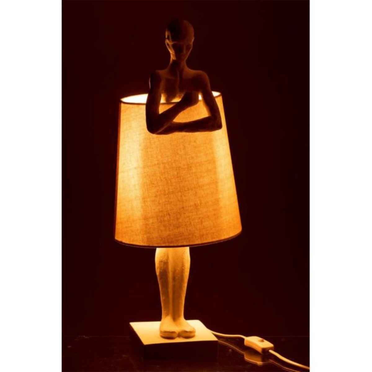 Paris Prix Lampe à Poser Déco  Figurine Soutien  58cm Blanc