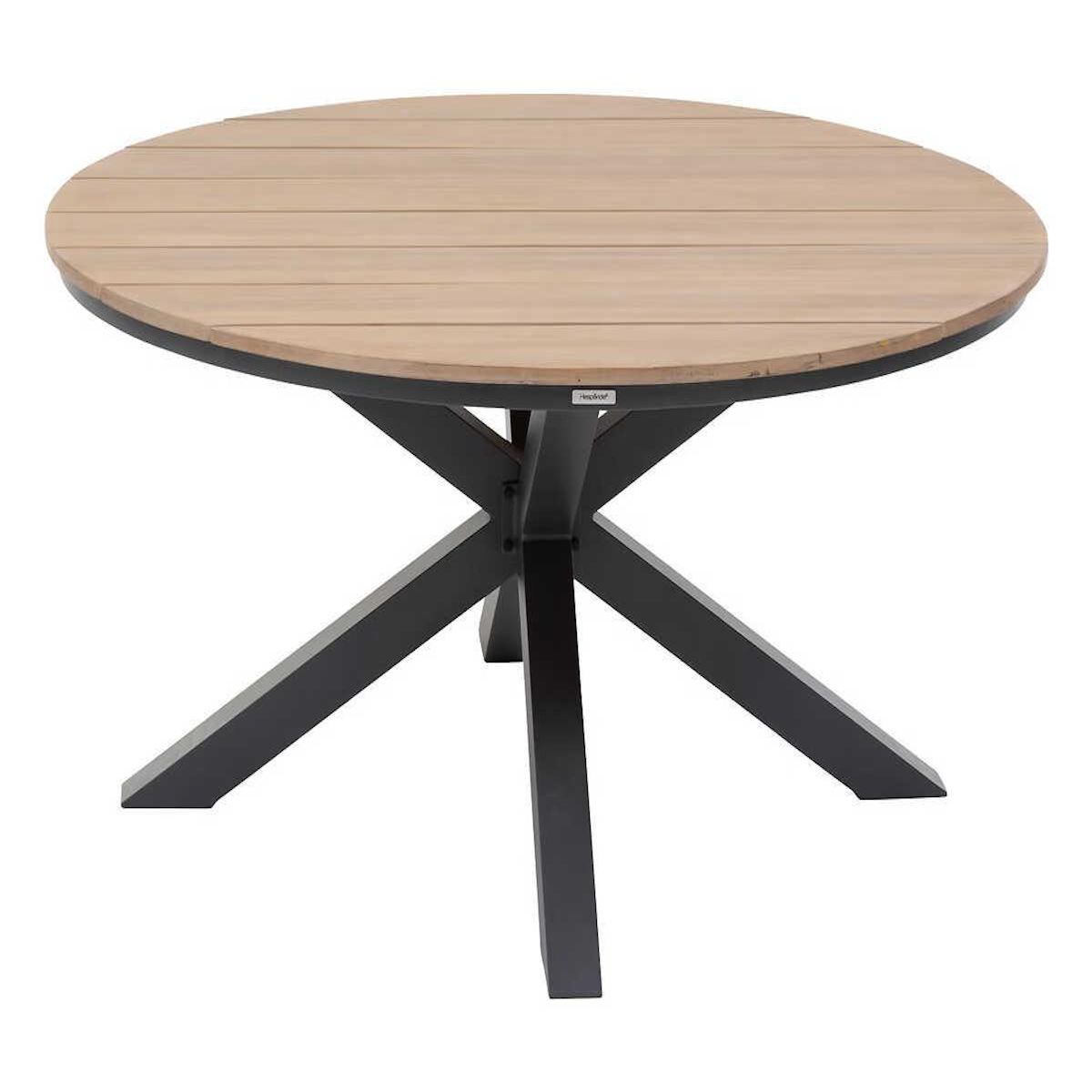HESPERIDE Table de jardin ronde Alu/Acacia Oriengo 4 places graphite - Hespéride