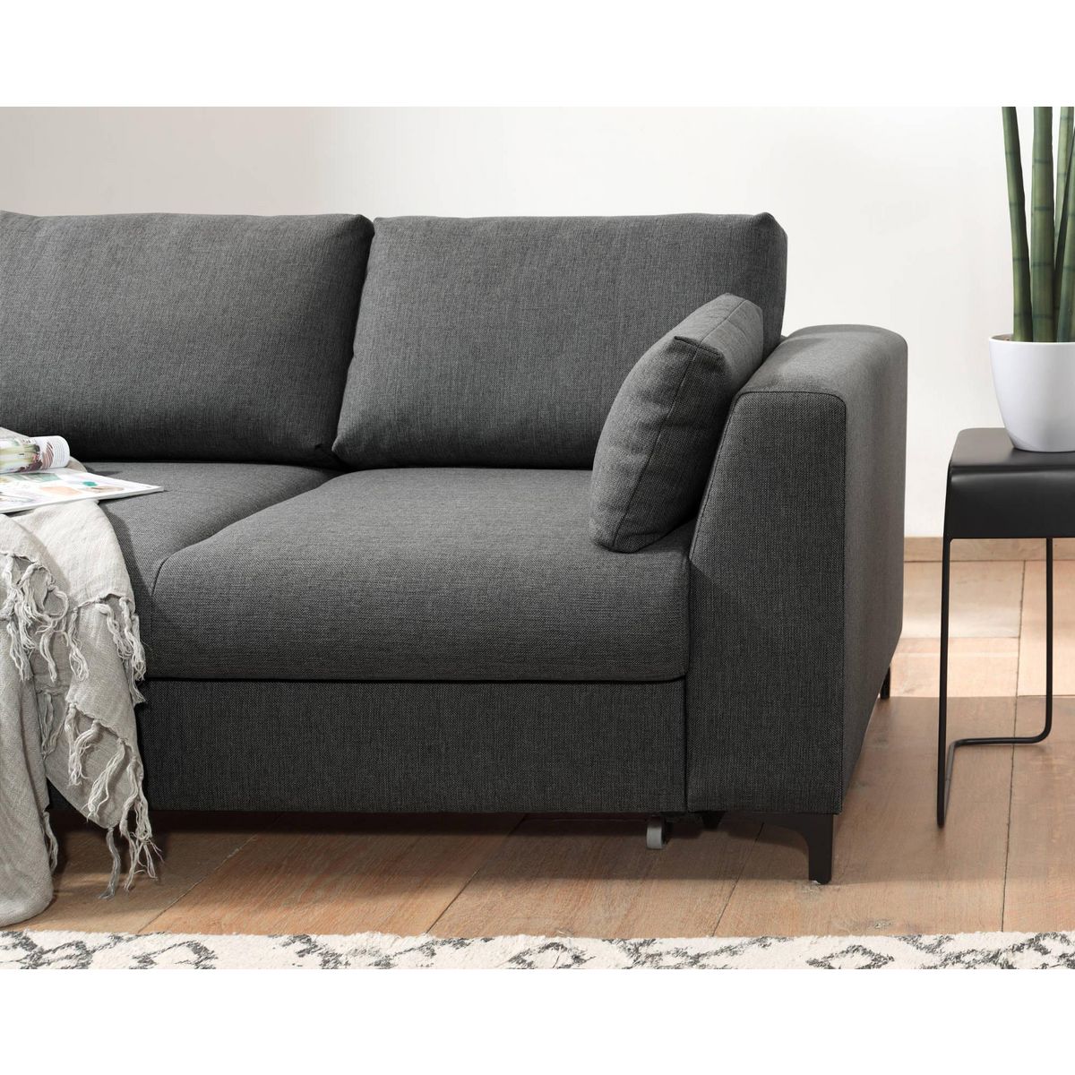 LISA DESIGN Tala - canapé d'angle gauche - convertible avec coffre - 4 places - en tissu