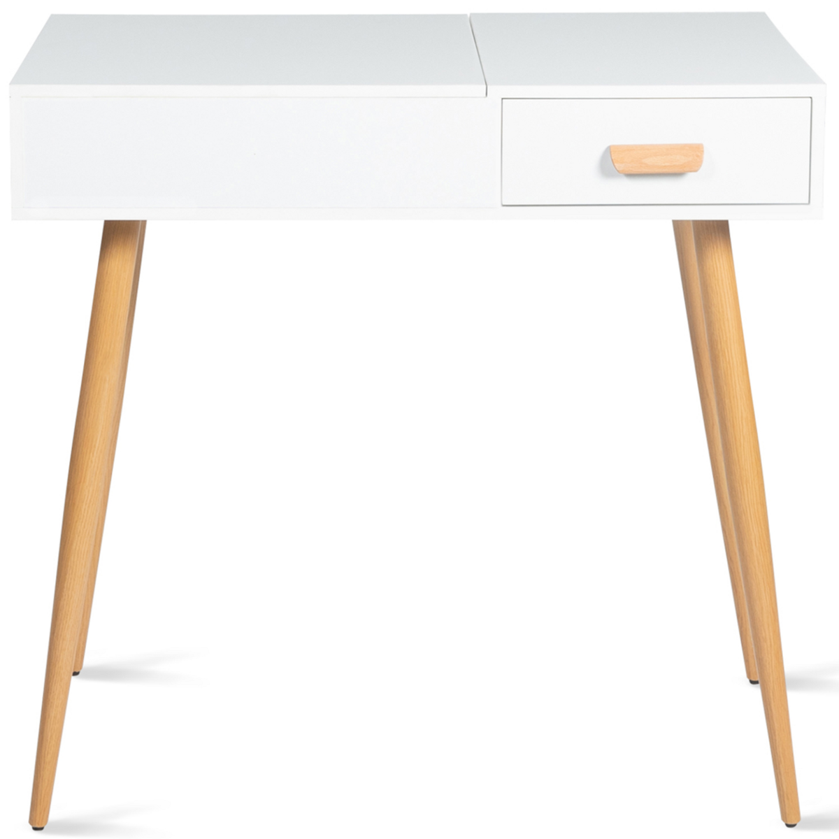 ID MARKET Coiffeuse scandinave LISA miroir rabattable blanche