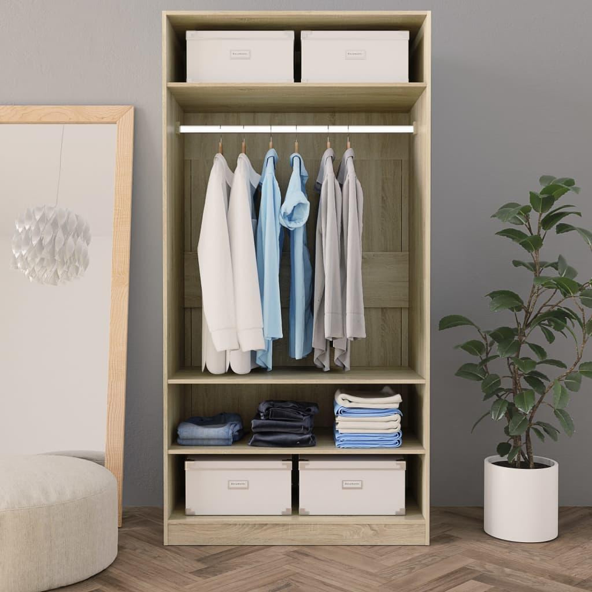Voir la diapositive 3 : VIDAXL Garde-robe Chene sonoma 100x50x200 cm Bois d'ingenierie