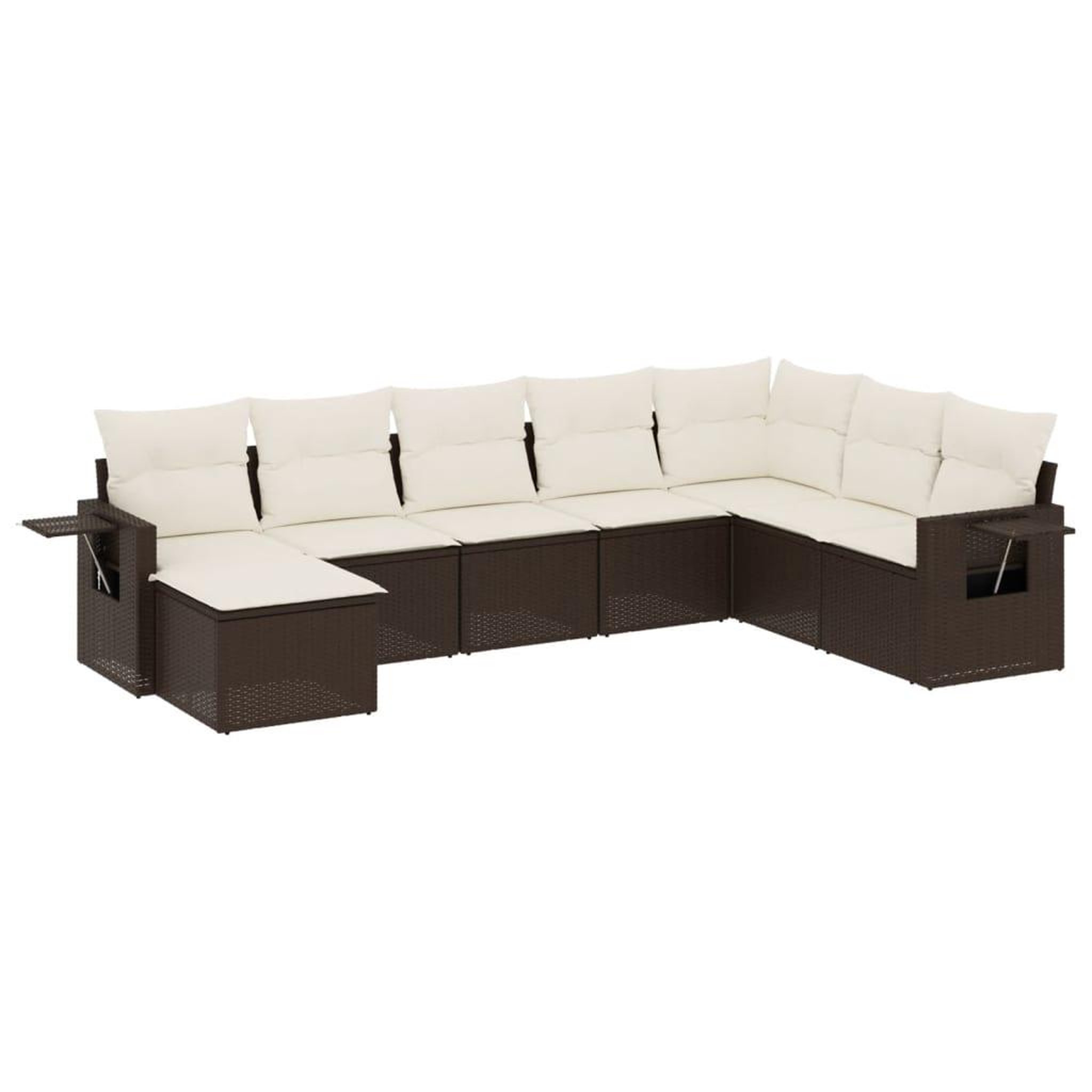 Voir la diapositive 2 : VIDAXL Salon de jardin 8 pcs avec coussins marron resine tressee