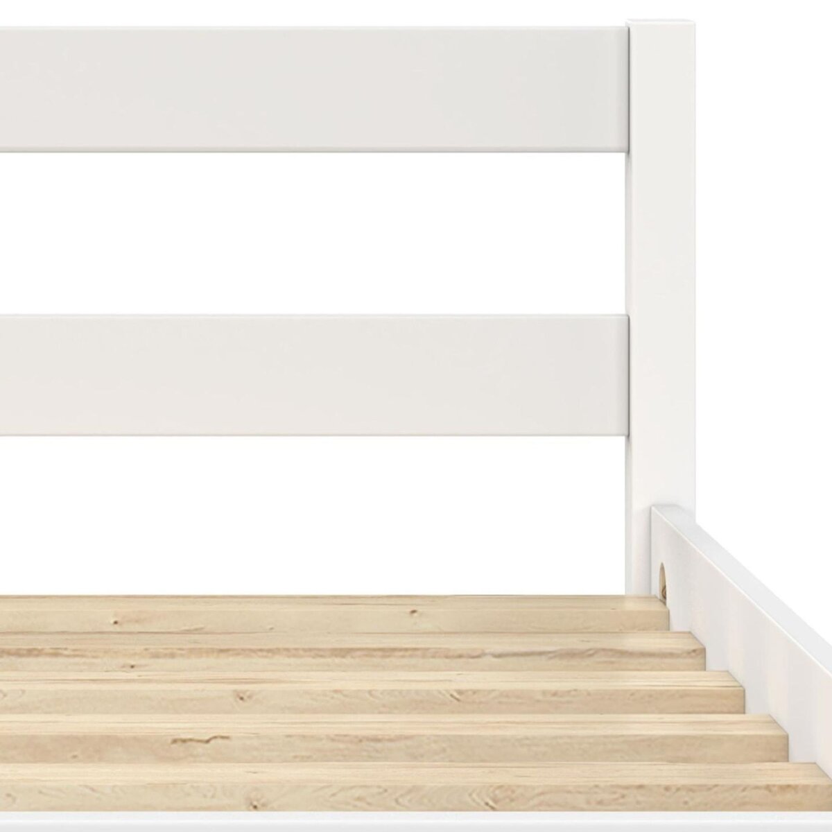 ID MARKET Lit simple HARPER 90 x 190 cm avec sommier bois blanc