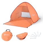 OUTSUNNY Abri de plage tente de plage pliable pop-up automatique instantané protection UV fenêtre arrière grand tapis de sol orange