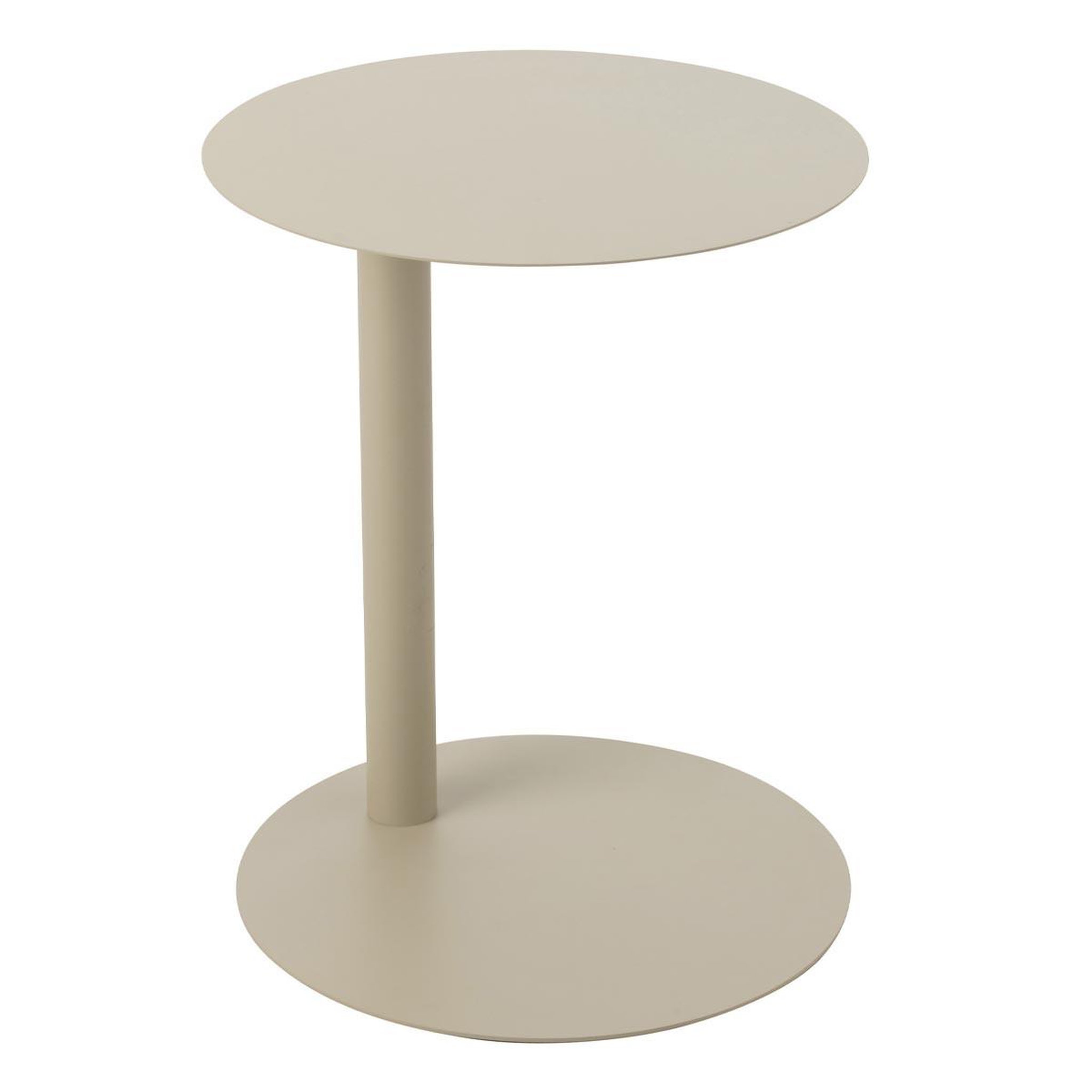 J-LINE Table d'Appoint Ronde en Métal  Reva  50cm Beige