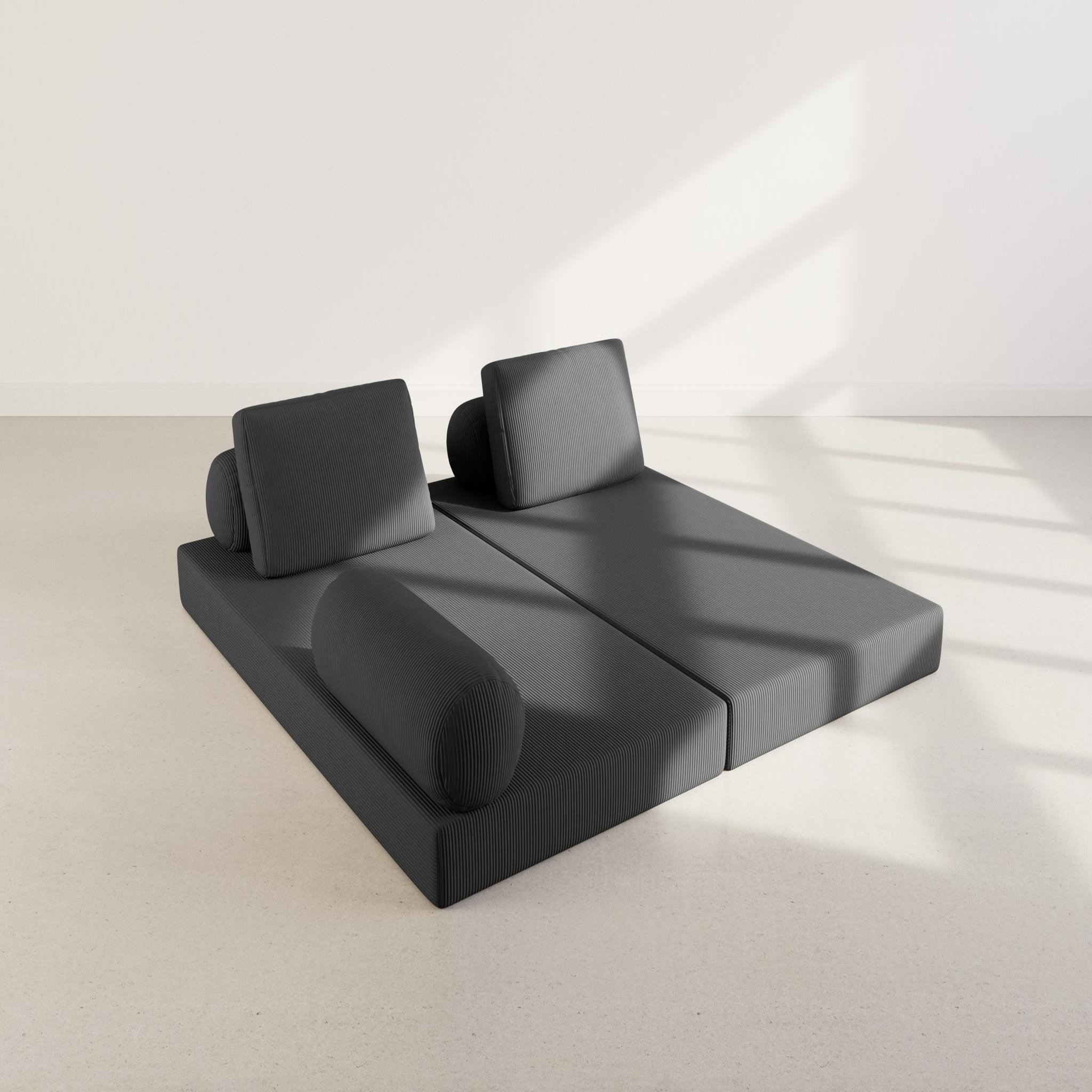 Voir la diapositive 6 : LISA DESIGN Lonny - canapé 3 places convertible en velours côtelé