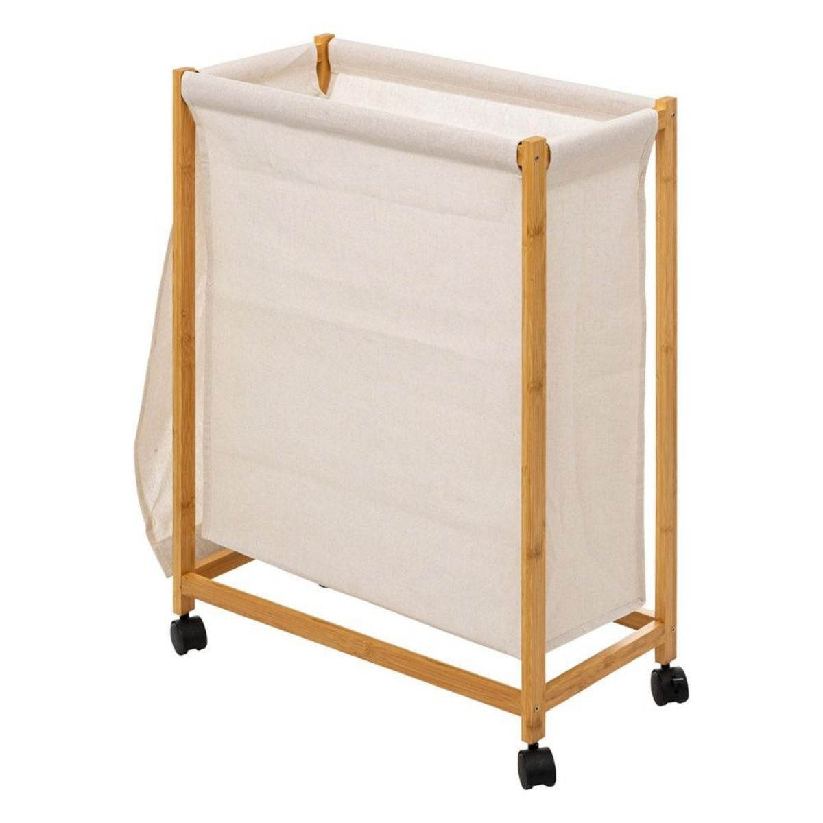 ATMOSPHERA Panier à linge 52L sur roulettes bambou