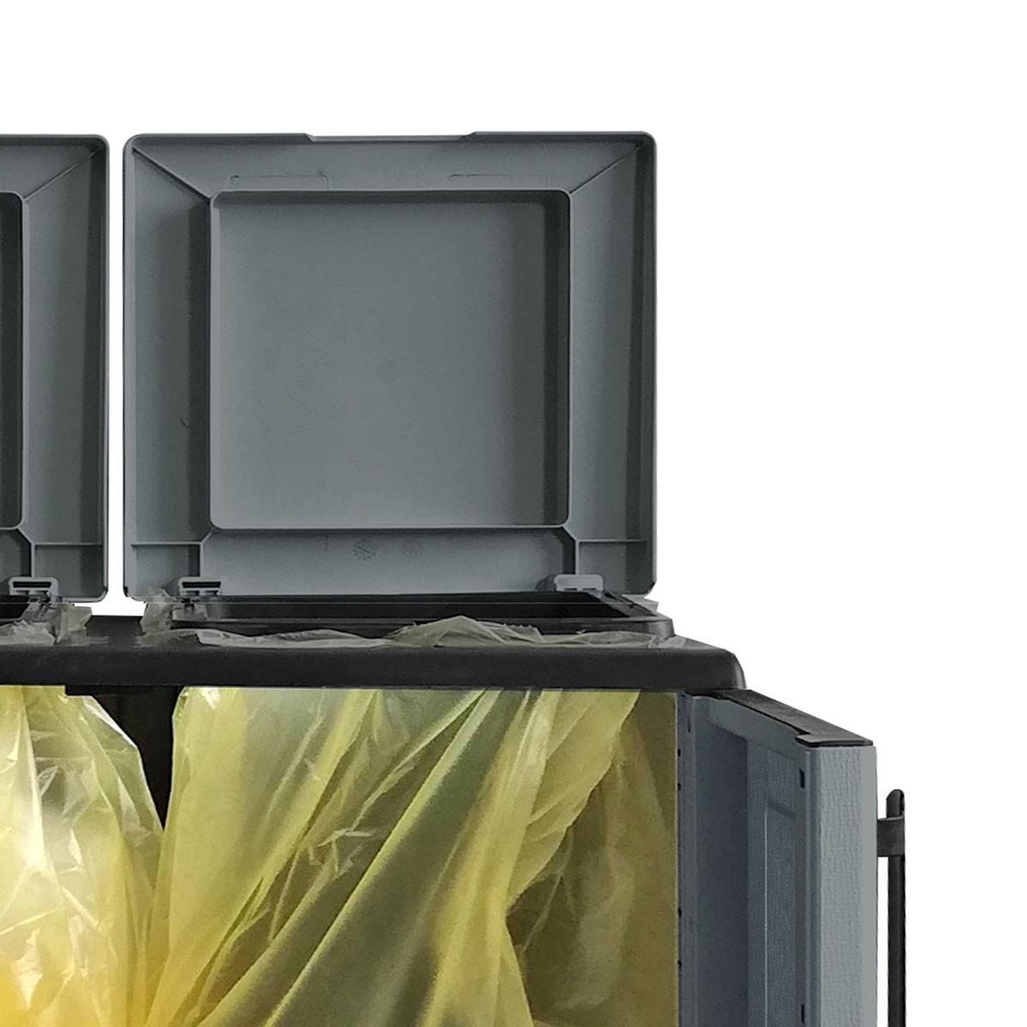 Voir la diapositive 4 : INTEC Poubelles de tri selectif 2 sacs meuble mi- hauteur dim 68 x 37 x 84cm 2 anneaux de support de sac 2 portes intec