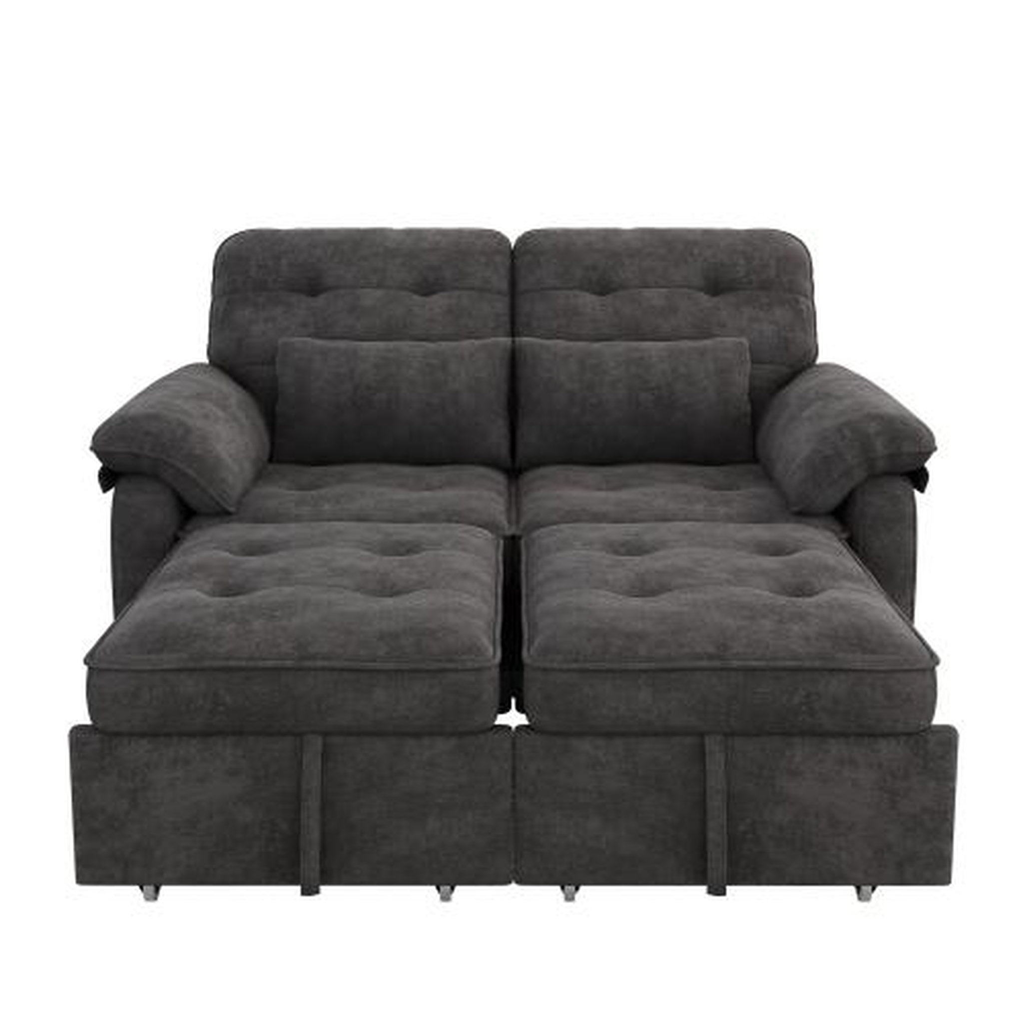 Voir la diapositive 1 : MERAX Canapé droit convertible 2 places tissu