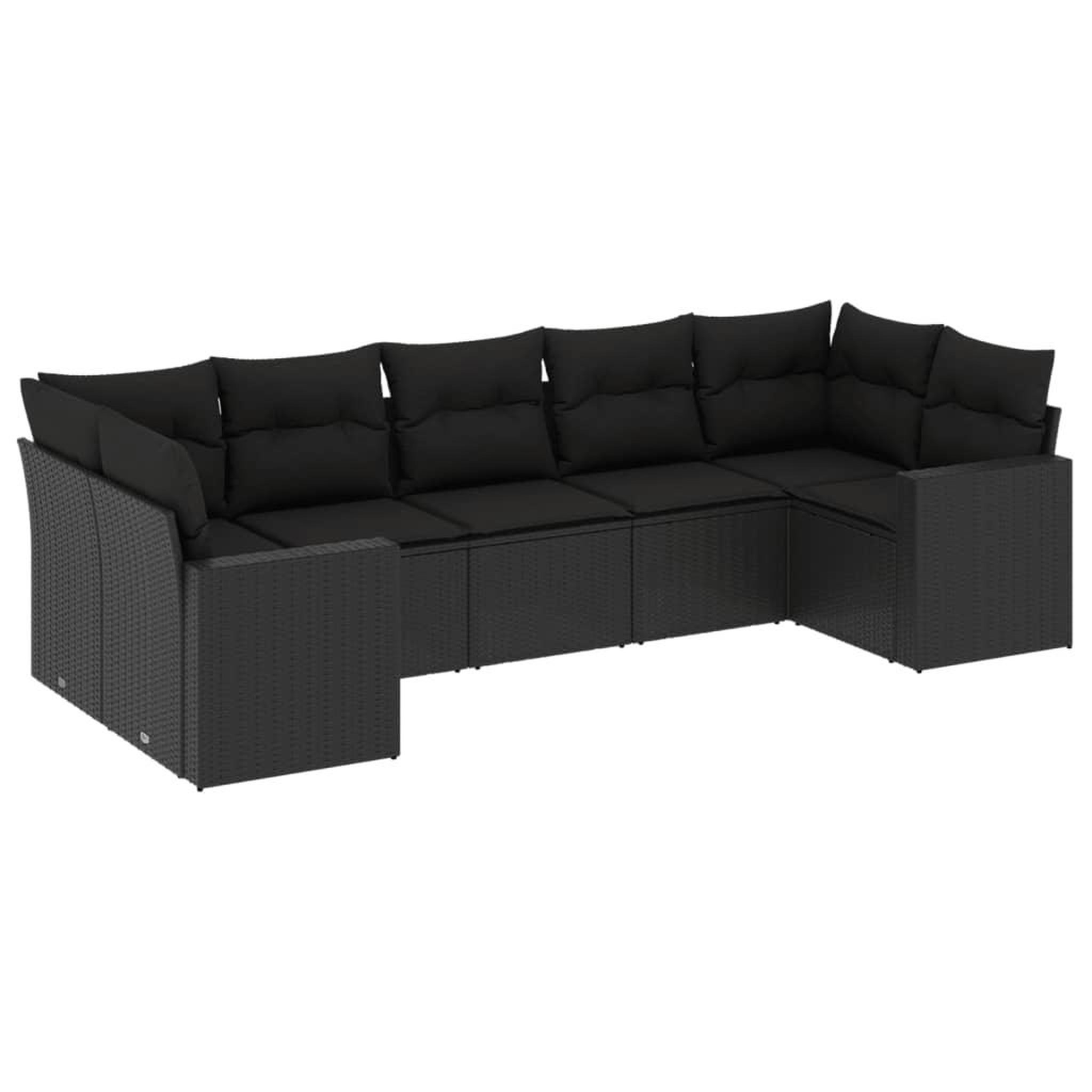 Voir la diapositive 2 : VIDAXL Salon de jardin 7 pcs avec coussins noir resine tressee