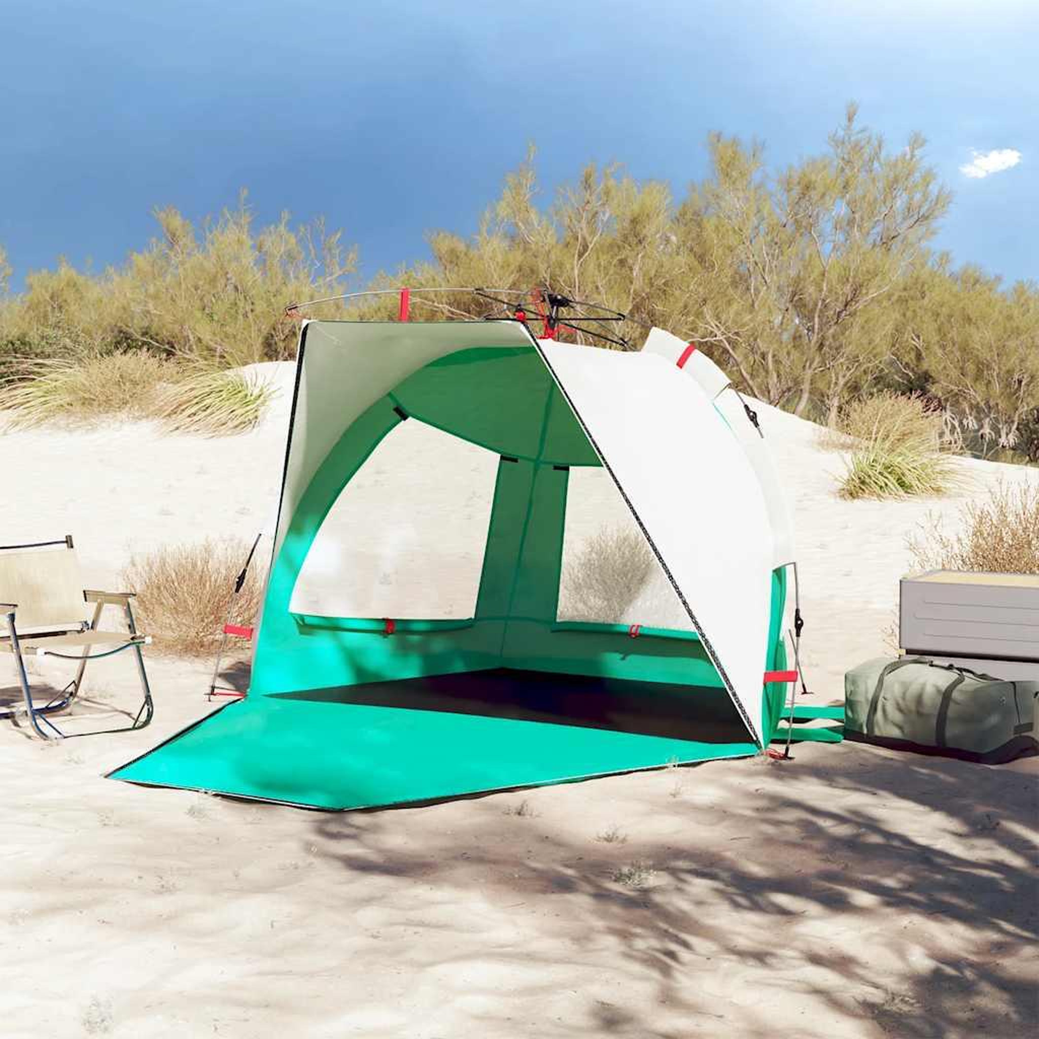Voir la diapositive 3 : VIDAXL Tente de plage 2 personnes liberation rapide impermeable