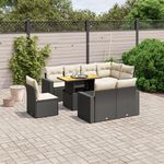 VIDAXL Salon de jardin 9 pcs avec coussins noir resine tressee