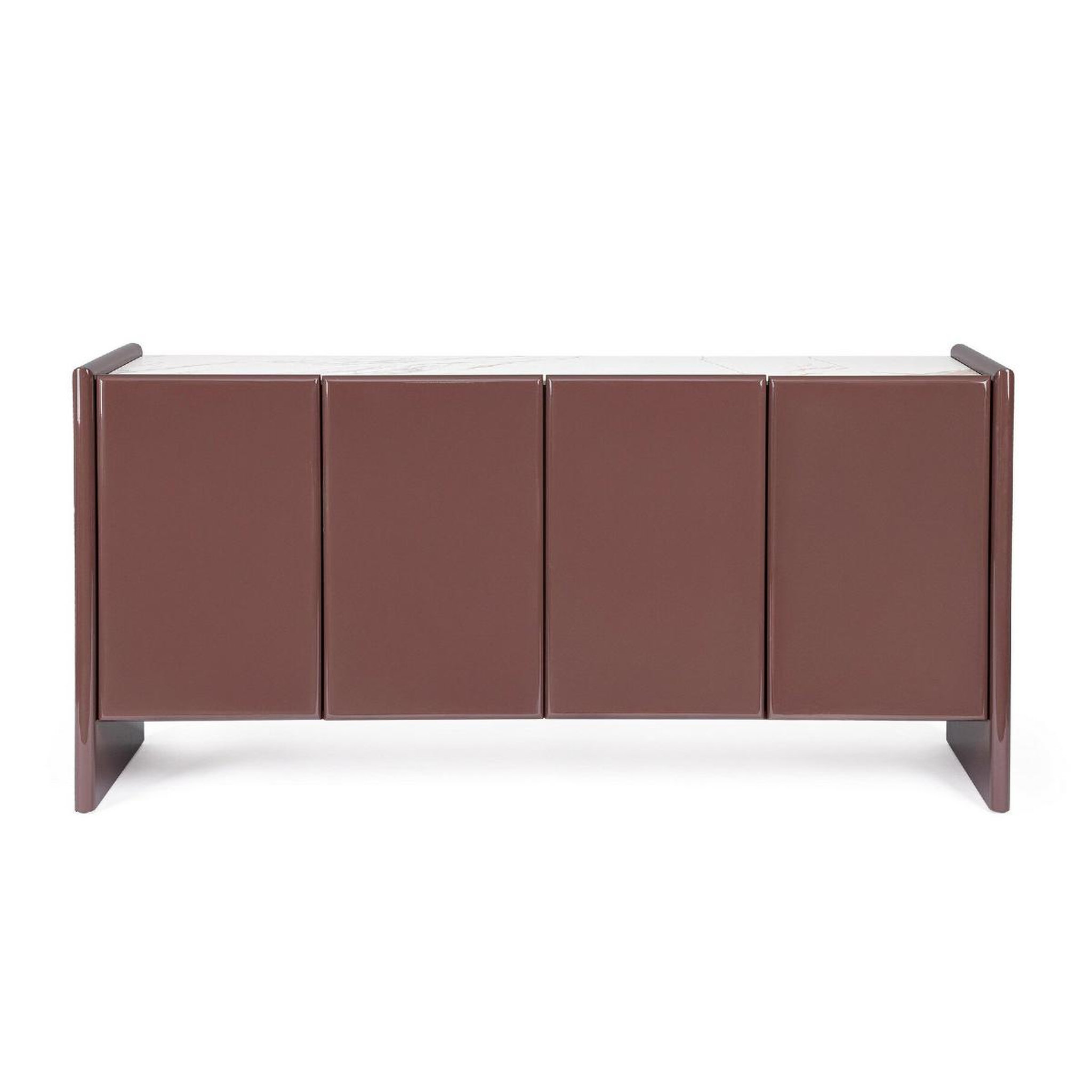 Voir la diapositive 3 : JLC KREATION Buffet design 4 portes marron brique laqué 170 cm emeralda