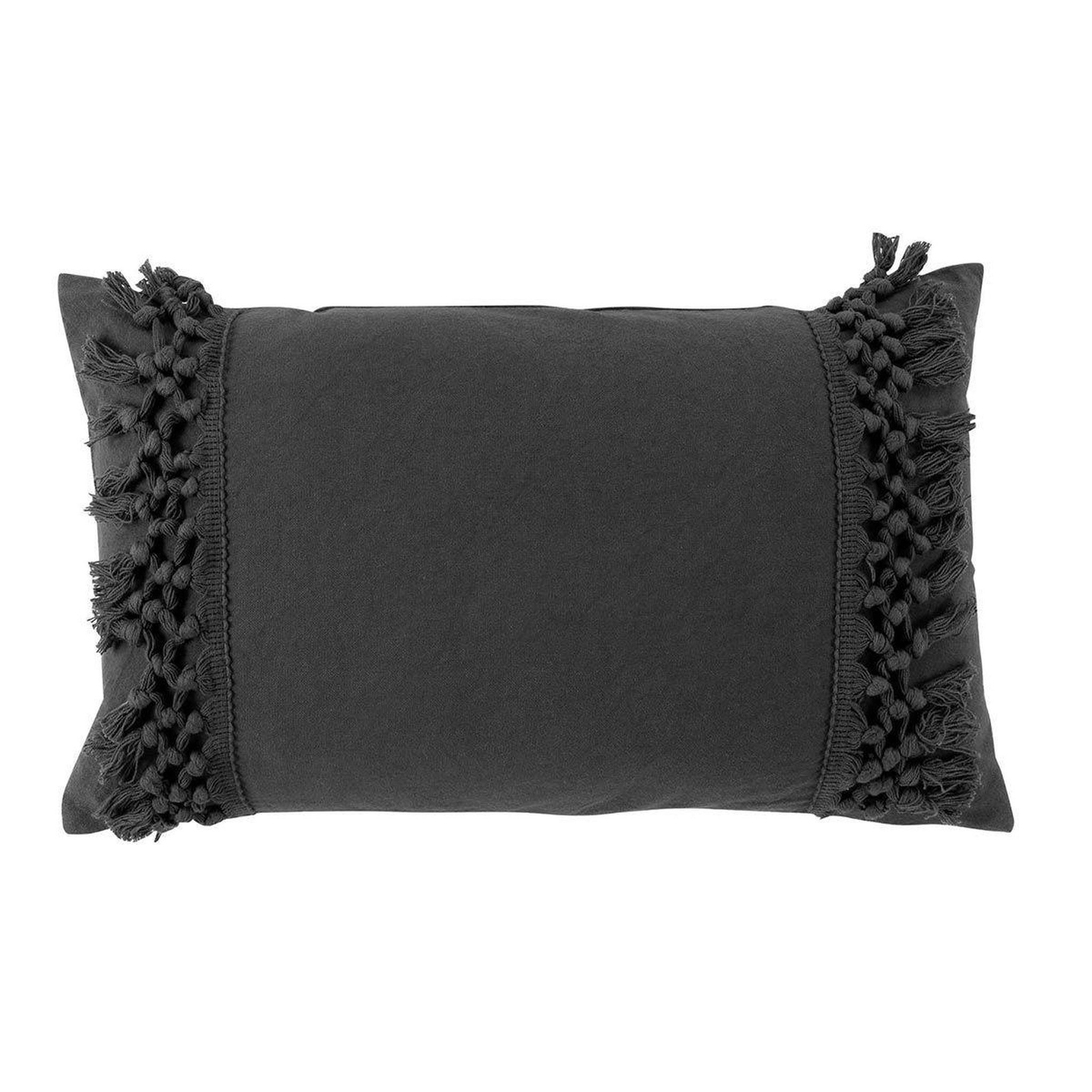 Voir la diapositive 1 : Douceur d'Intérieur Coussin déco à franges  salma  30x50cm anthracite