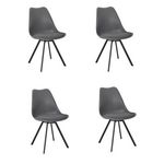 TOILINUX Lot de 4 chaises avec coussin ATOME. Coloris disponibles : Noir, Jaune, Gris