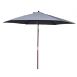 CONCEPT USINE Parasol en bois inclinable rond toile grise CANCUN