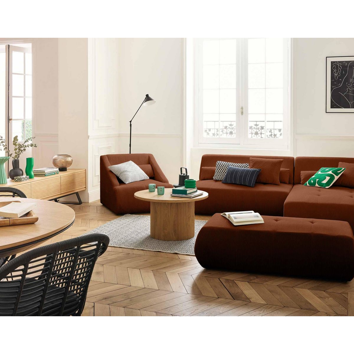 LISA DESIGN Onyx - fauteuil - en velours côtelé