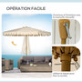 Voir la diapositive 5 : OUTSUNNY Parasol octogonal inclinable Ø 2,64 x 2,4H m mât acier aspect bois polyester haute densité 180 g/m² beige