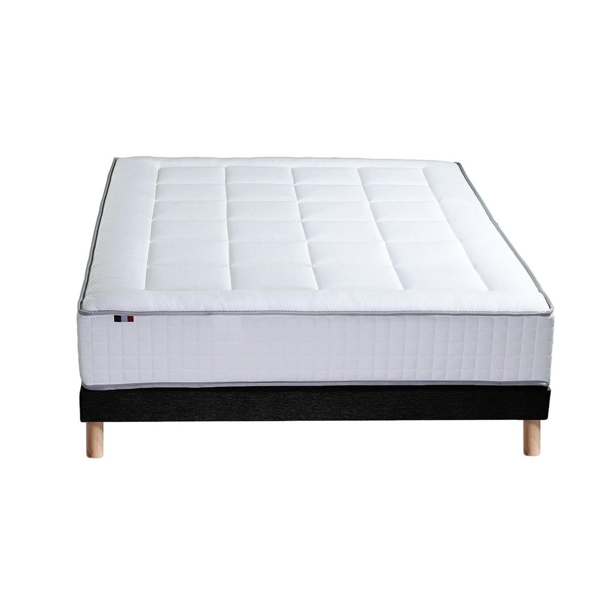 IDLITERIE Ensemble matelas Ressort 7 zones + sommier + oreiller + couette - FABRICATION FRANCAISE