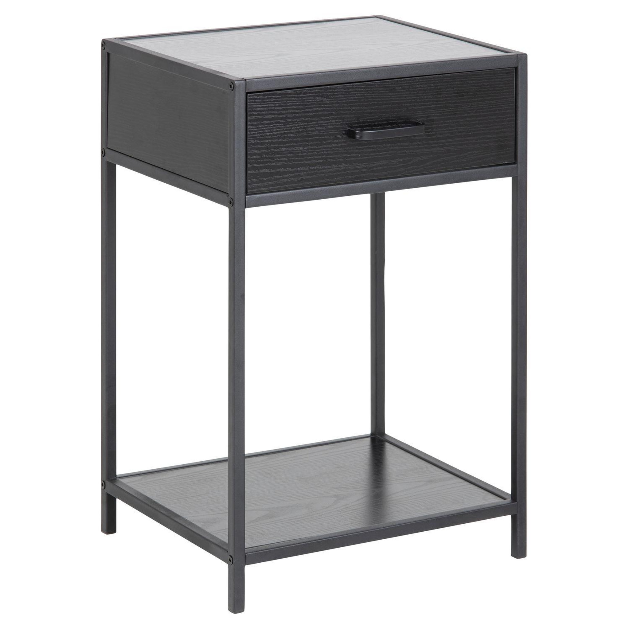 Voir la diapositive 1 : TOILINUX Table de chevet ou d'appoint 1 étagère et un tiroir en MDF et métal