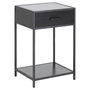 Voir la diapositive 1 : TOILINUX Table de chevet ou d'appoint 1 étagère et un tiroir en MDF et métal