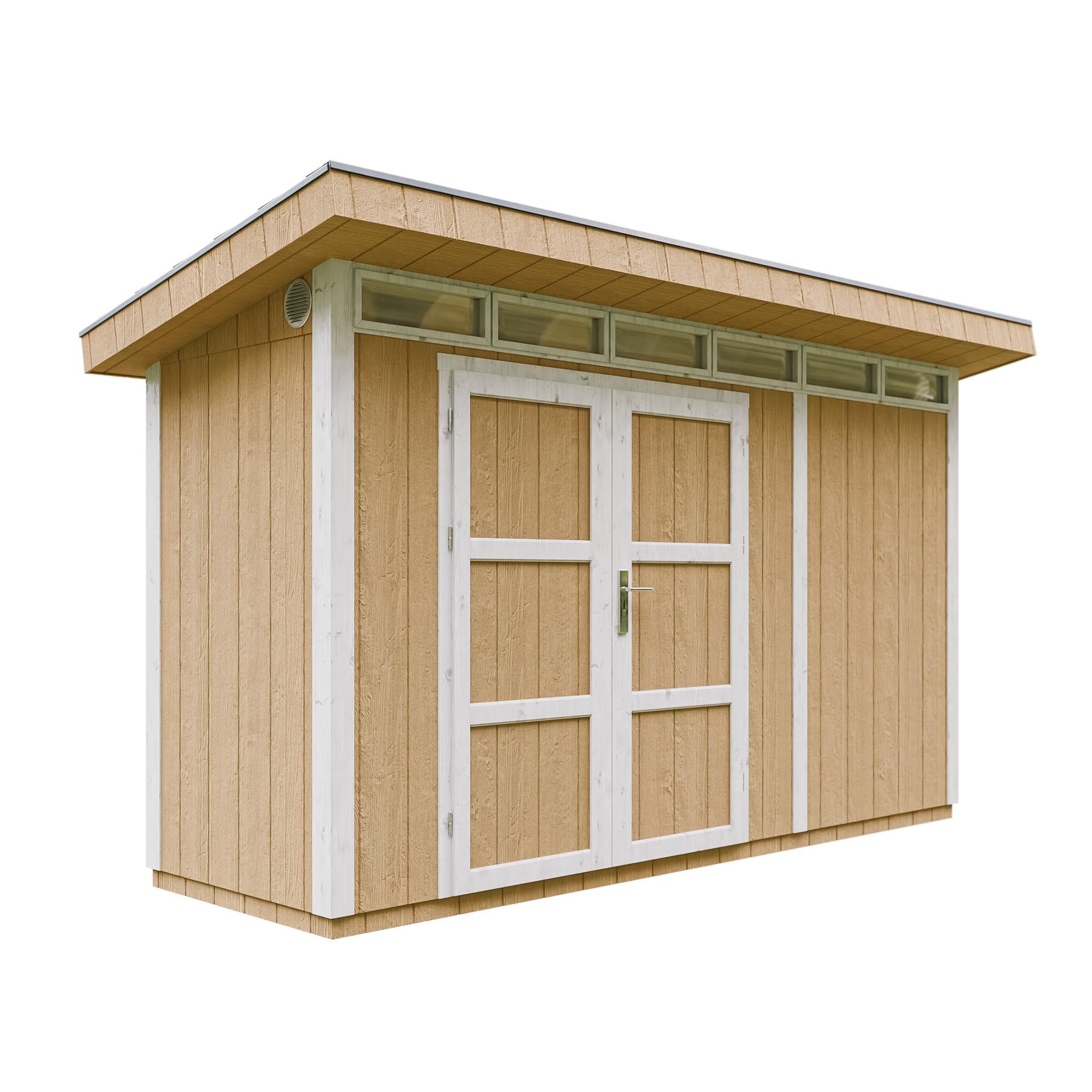 Voir la diapositive 1 : TIMBELA Abri de Jardin Qualité Premium 4m²L161xL412xH239cm avec sol, bardeaux bitumineux M902A