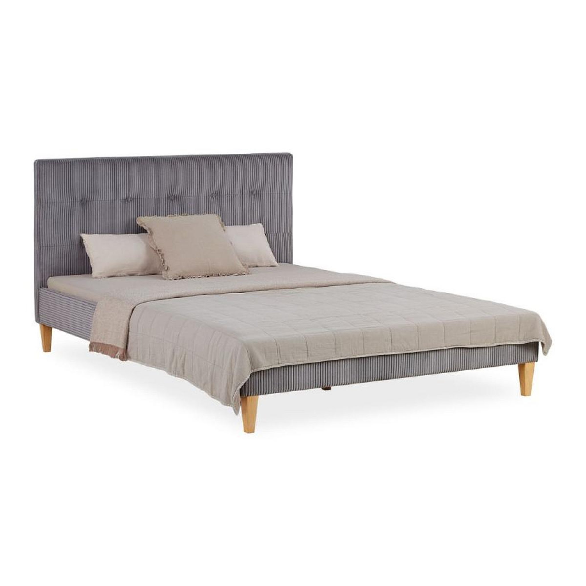 Voir la diapositive 1 : HomeStyle4U Lit 2 Places 140x200 Gris cm avec Sommier à Lattes