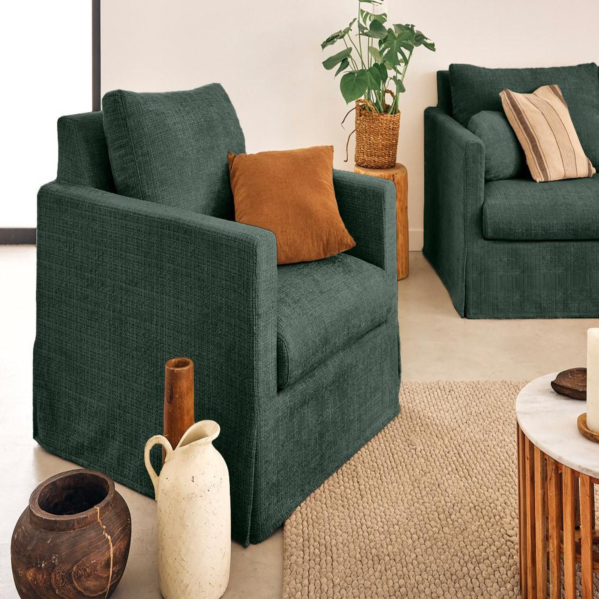 Voir la diapositive 4 : LISA DESIGN Serena - housse en velours texturé pour fauteuil