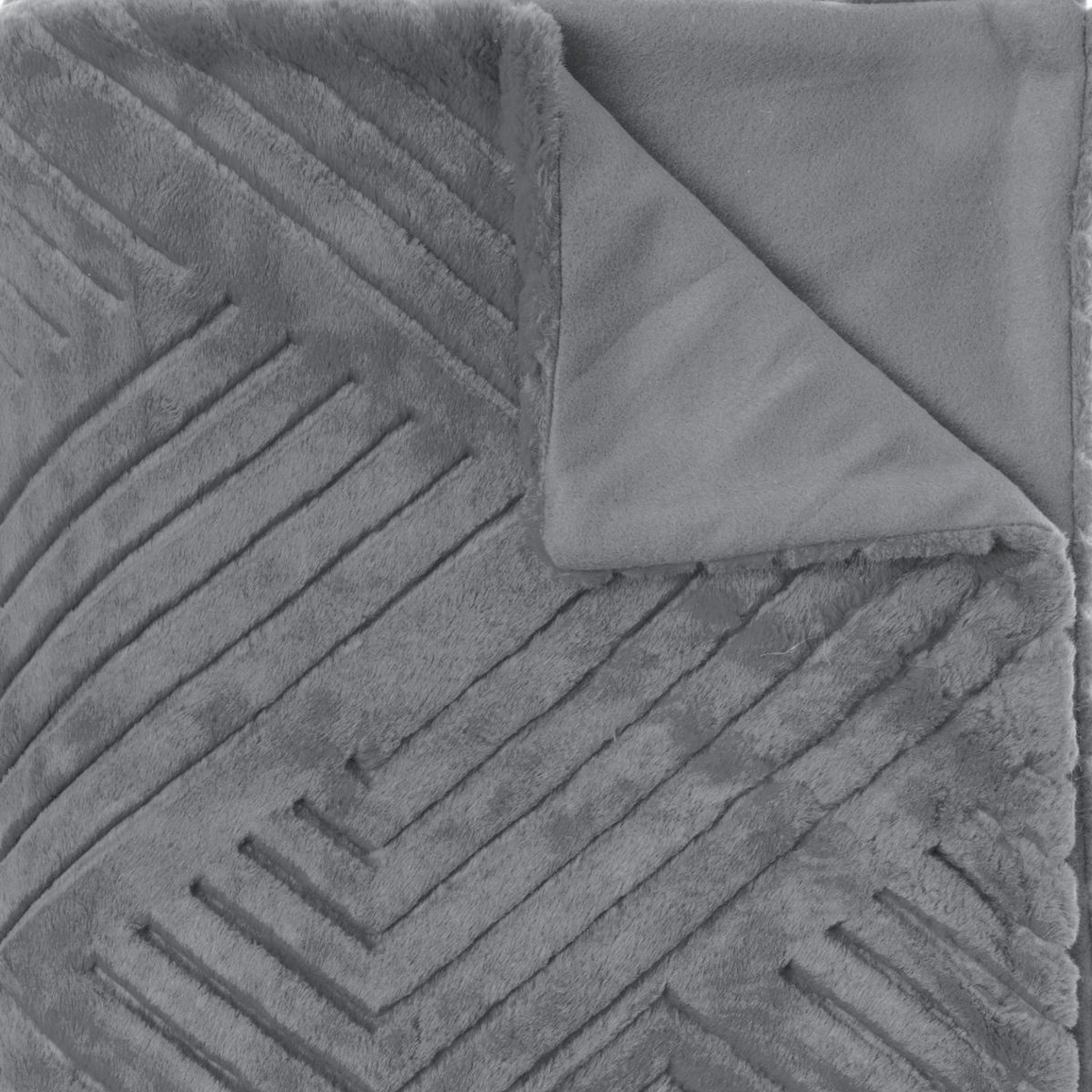 Voir la diapositive 2 : ATMOSPHERA Plaid 3d à motifs  four geo  180x230cm gris