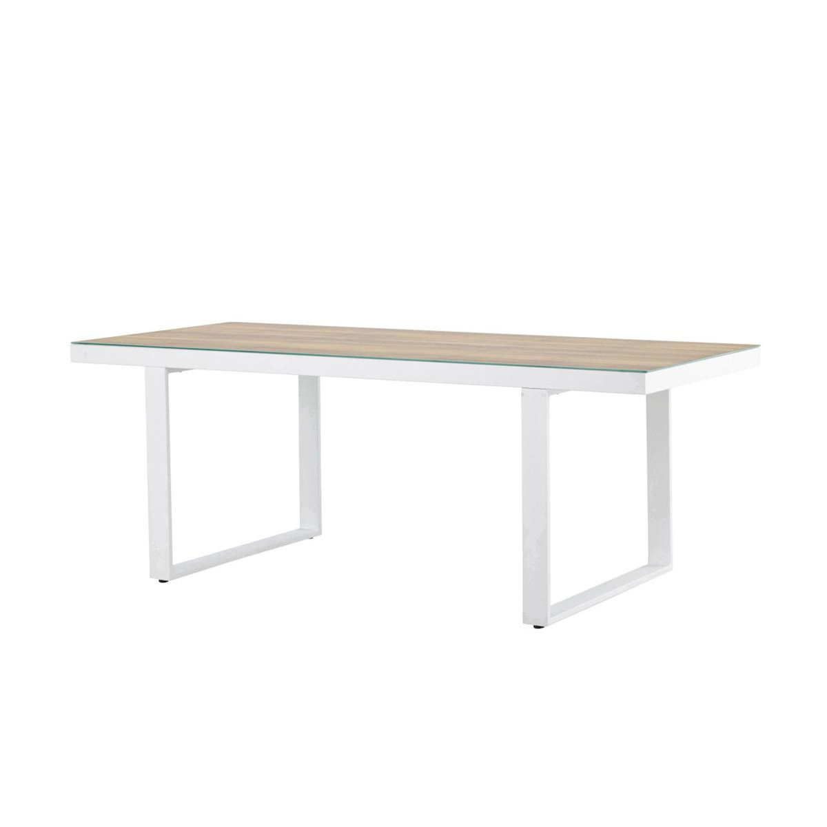 Paris Prix Table de Jardin en Verre  Merlo  200cm Naturel & Blanc