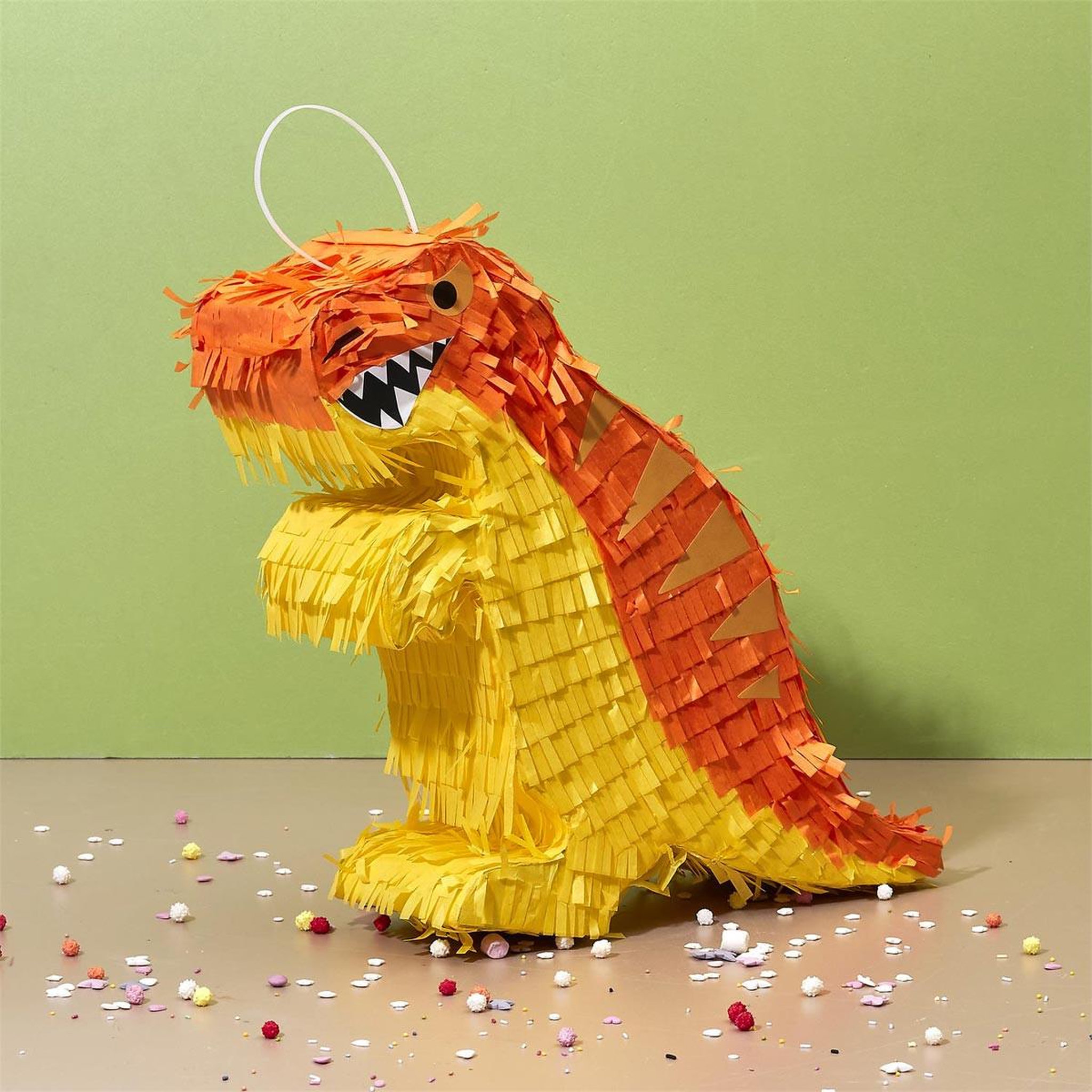 Voir la diapositive 2 : PARTY TIME Pinata déco  dinosaure  46cm rouge & orange