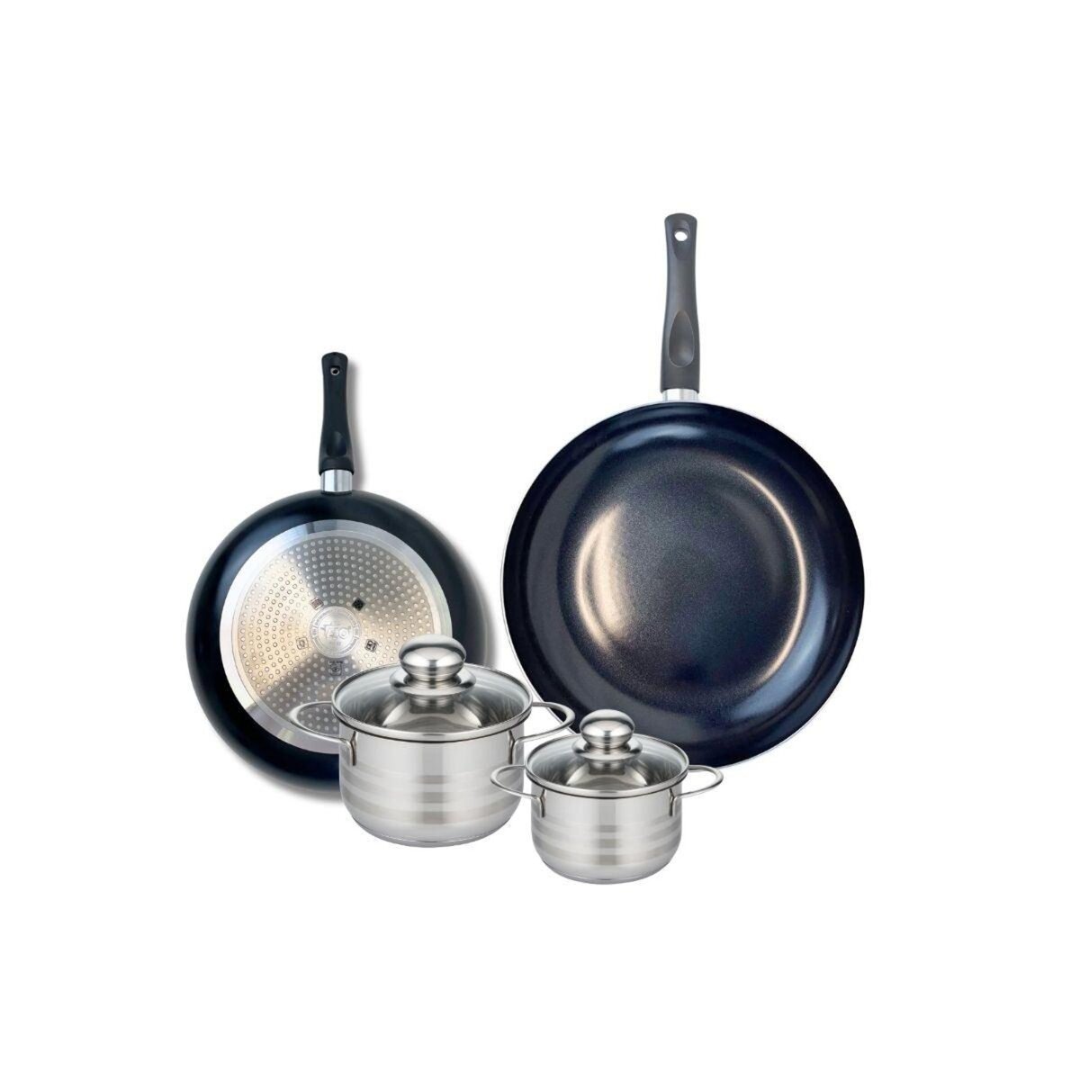 ELO Ensemble de 2 Poêles de cuisson 24 et 28 cm et 2 faitouts 12 et 14 cm Elo Prima Brillant