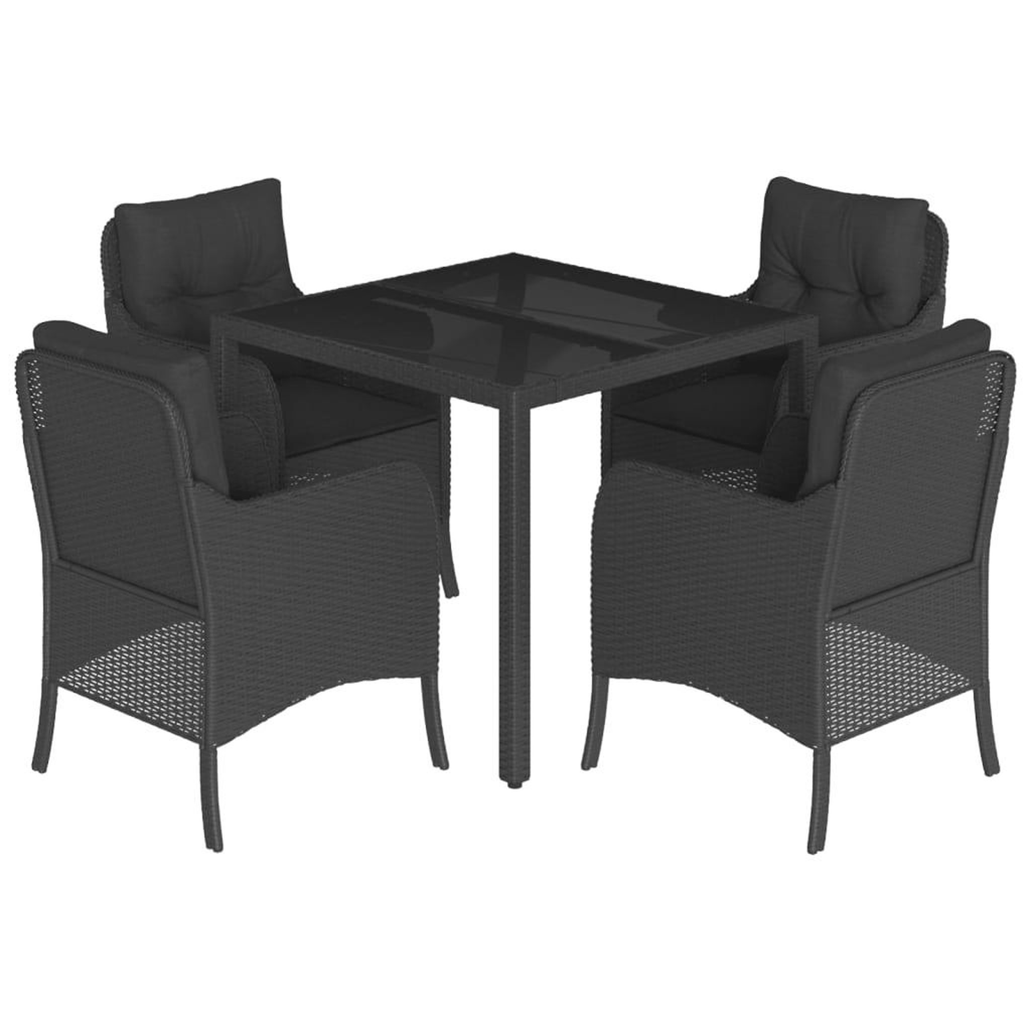 Voir la diapositive 2 : VIDAXL Ensemble a manger de jardin coussins 5pcs Noir Resine tressee
