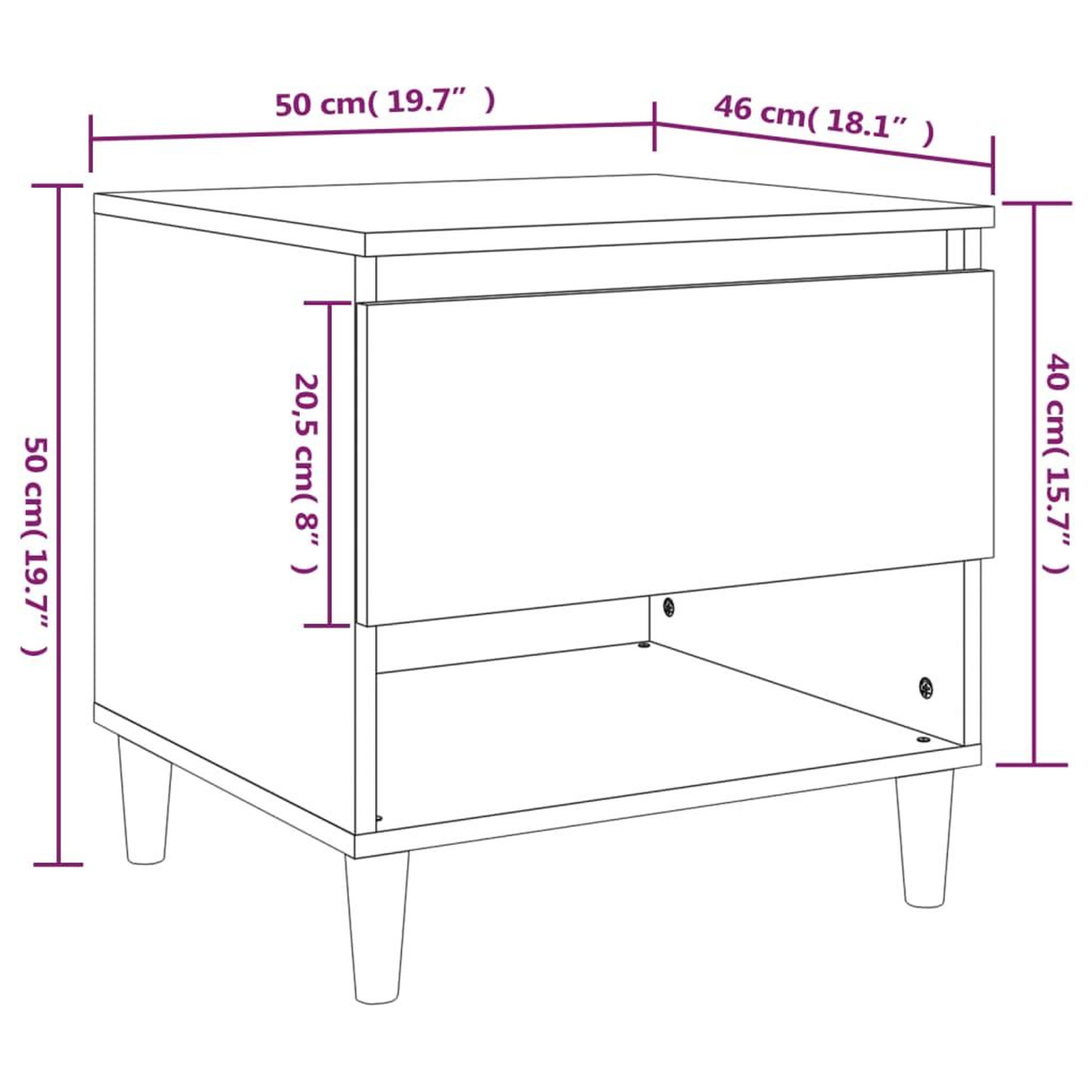 Voir la diapositive 6 : VIDAXL Table de chevet Chene fume 50x46x50 cm Bois d'ingenierie