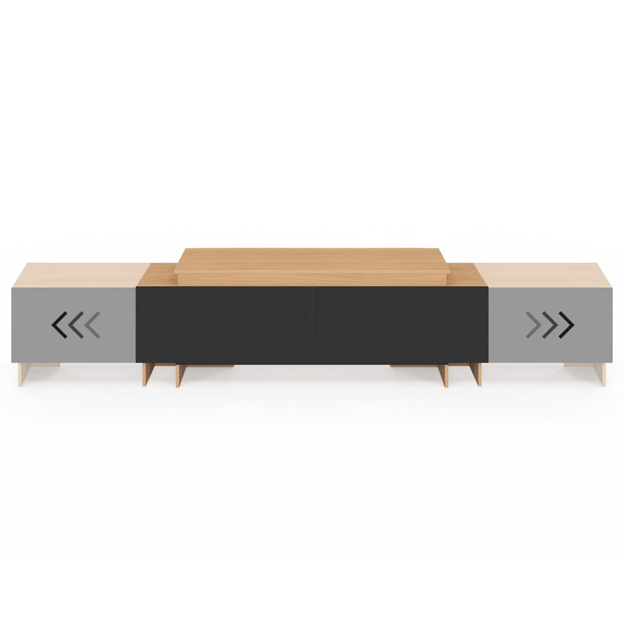 Voir la diapositive 5 : ID MARKET Meuble tv extensible 140-240 cm vlad 2 portes bois et noir
