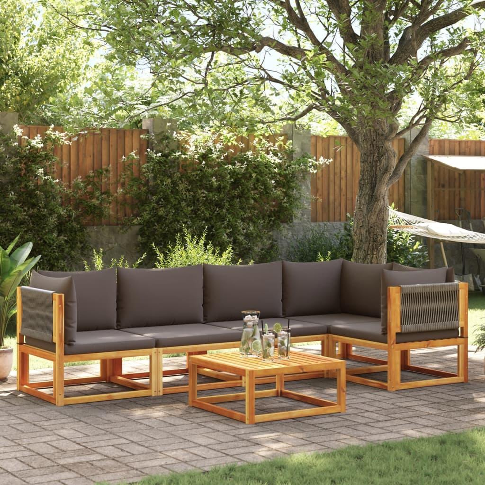 VIDAXL Salon de jardin avec coussins 6 pcs bois d'acacia solide