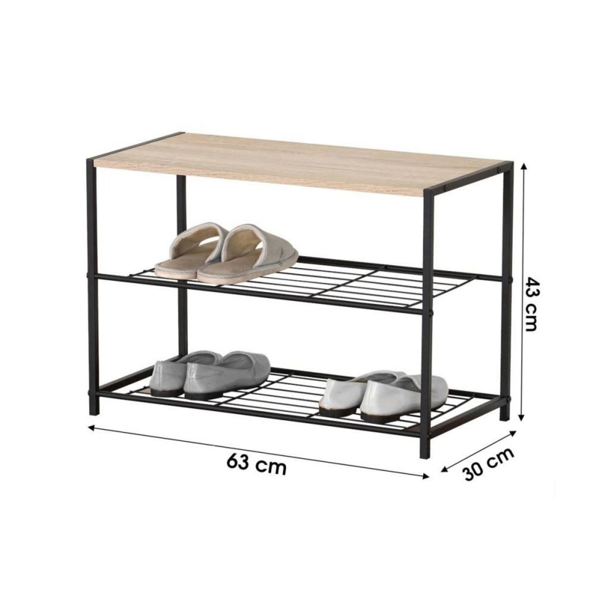 FORNORD Etagère range chaussures 2 niveaux 63x30xh43cm