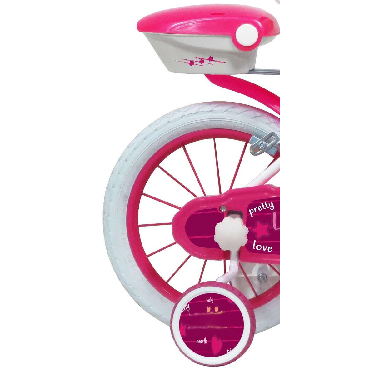 Vélo enfant - Modèle 16''Lolli Girl pour enfant de 105/120 cm avec stabilisateurs - Panier avant - Coffre arrière - 2 freins et pneus gonflables