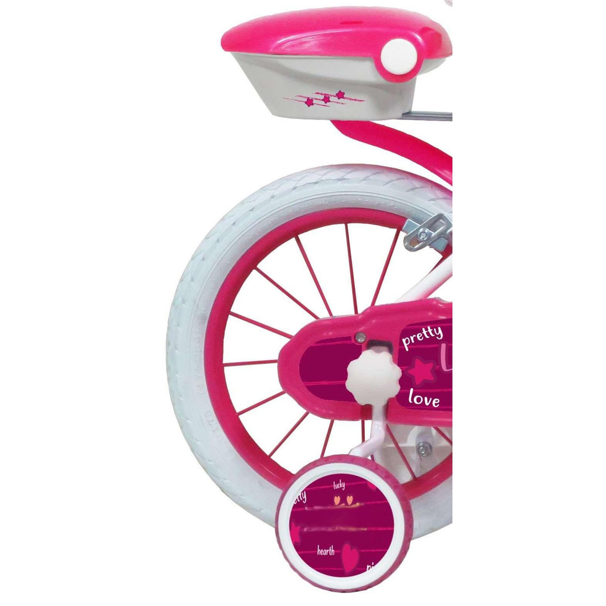 Vélo enfant - Modèle 16''Lolli Girl pour enfant de 105/120 cm avec stabilisateurs - Panier avant - Coffre arrière - 2 freins et pneus gonflables