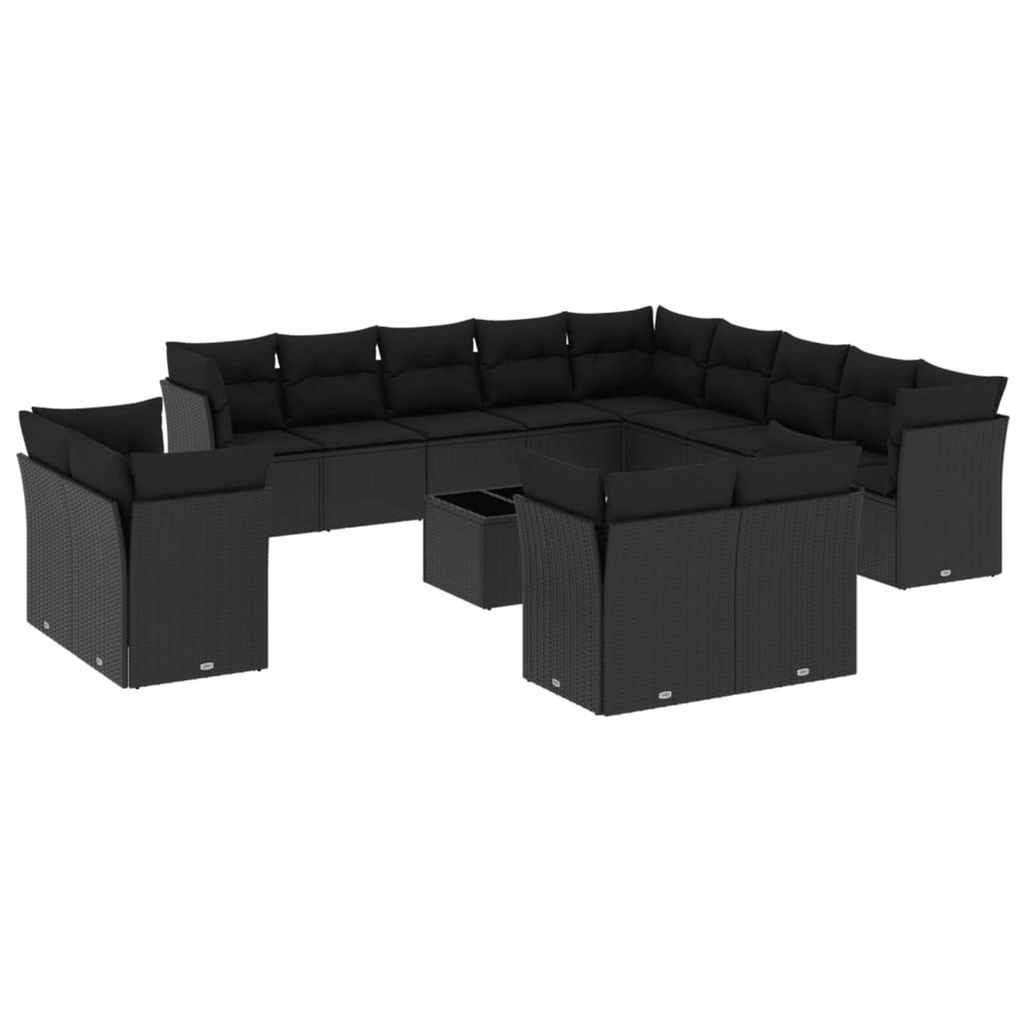 Voir la diapositive 2 : VIDAXL Salon de jardin avec coussins 14 pcs noir resine tressee