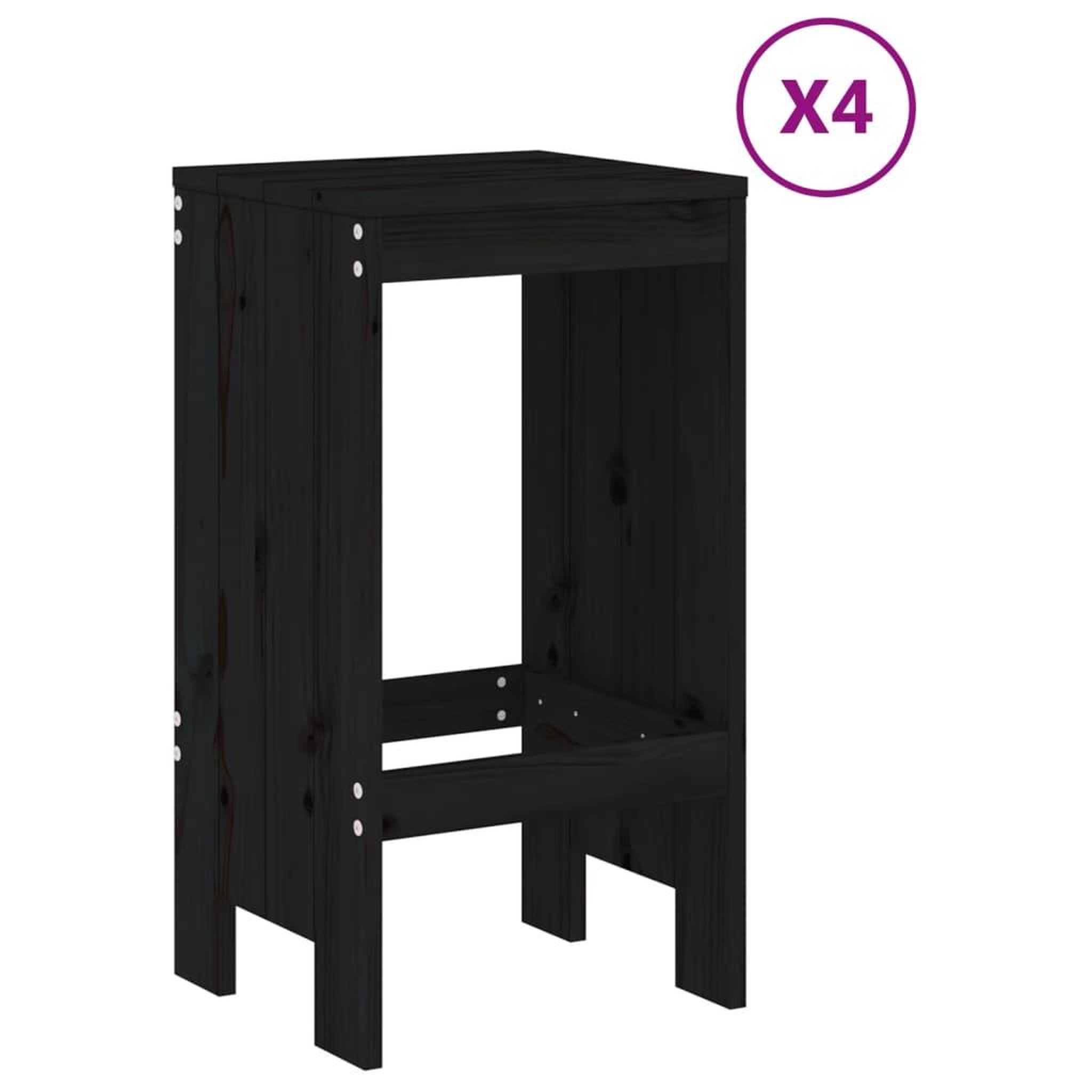 Voir la diapositive 3 : VIDAXL Ensemble de bar de jardin 5 pcs noir bois de pin massif