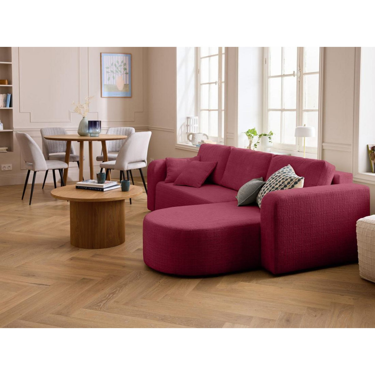 BEST MOBILIER Miro - canapé d'angle réversible - 4 places - convertible avec coffre - en velours texturé