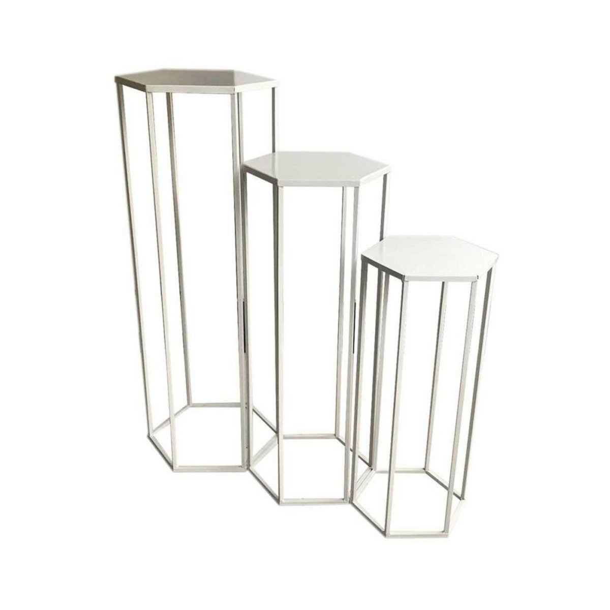 The Home Deco Factory Lot de 3 sellettes gigognes métal blanc