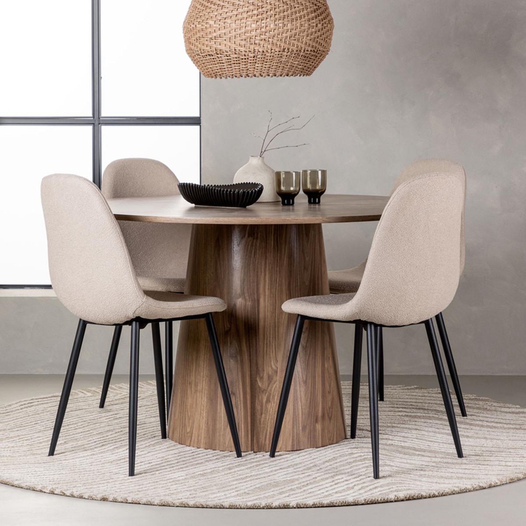 Voir la diapositive 4 : Paris Prix Ensemble table à manger & 4 chaises  lanzo & polar  120cm beige & marron